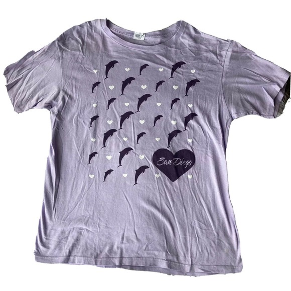 Quail Hollow T Shirt Sz L Purple Hearts Dolphins San Diego Travel Summer Womens - Picture 1 of 7